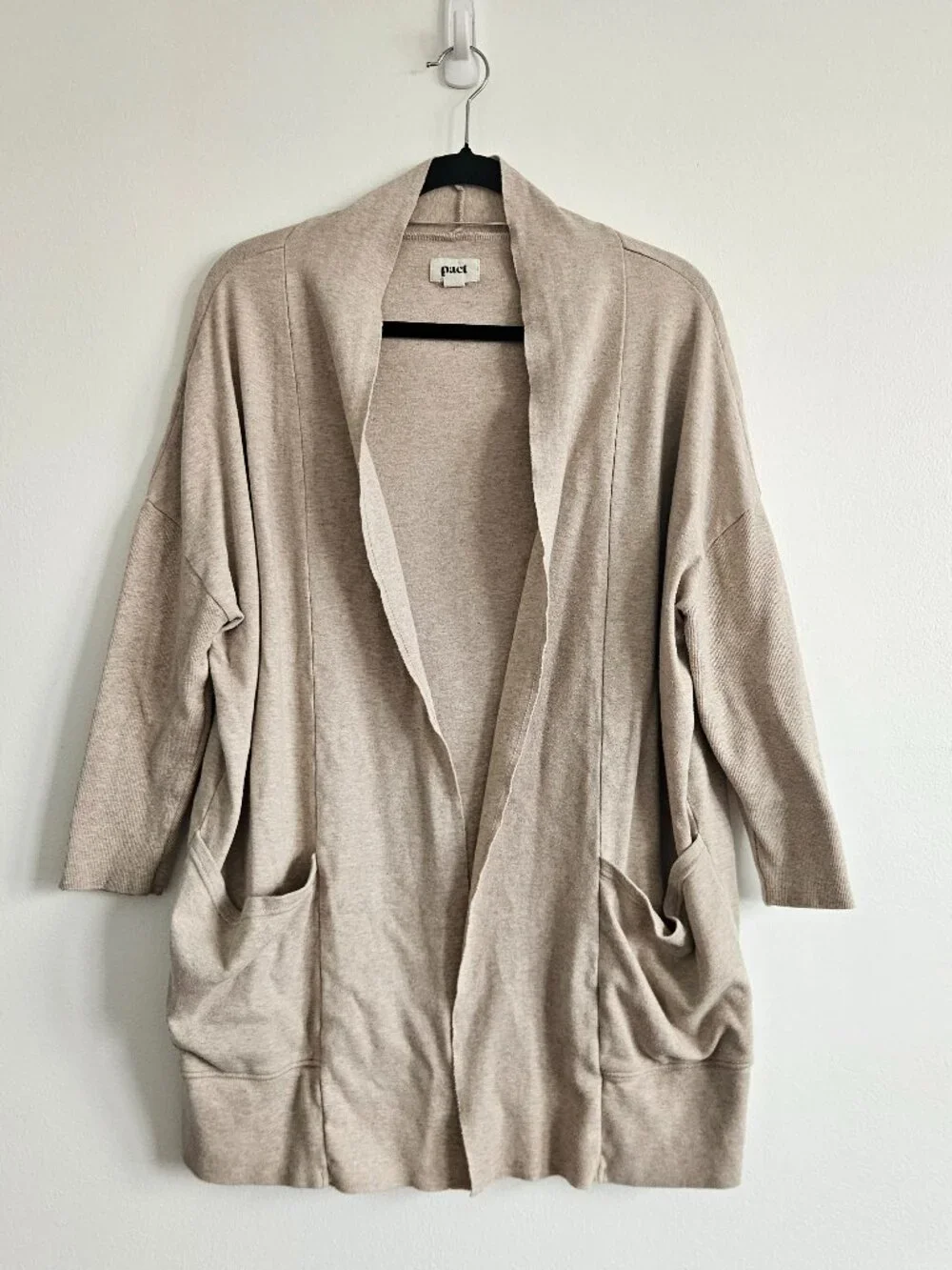 Pact Brooklyn Cardigan XS/S Wheat Heather Organic Cotton Minimalist Travel Comfy - Picture 1 of 8